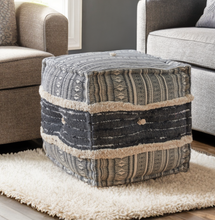 Load image into Gallery viewer, Blue Pattered Boho Style Pouf