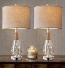 Load image into Gallery viewer, Boho Style Glass Lamps ~ Set of 2