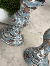 Load image into Gallery viewer, Light Blue Distressed Candle Holders