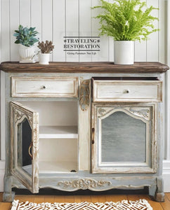 Stylish Distressed Mirrored Buffet