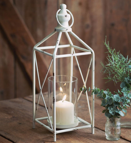 White Distressed Lantern