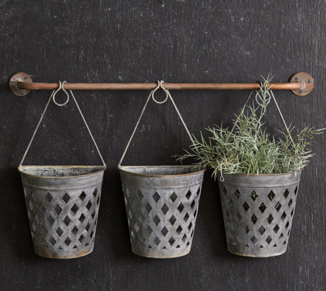 Half Round Open Weave Metal Wall Baskets
