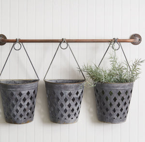 Half Round Open Weave Metal Wall Baskets
