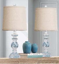 Load image into Gallery viewer, Distressed Turquoise and White ~ Set of Two Lamps