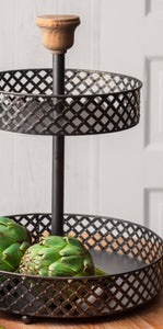 Two-Tier Black Perforated Stand