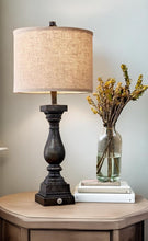 Load image into Gallery viewer, Black Distressed Lamp with USB Port