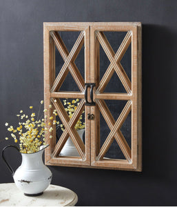 Window Shutter Mirror with Distressed Wood Frame