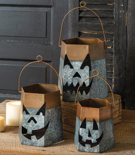 Set of 3 Jack o” Lantern Luminaries