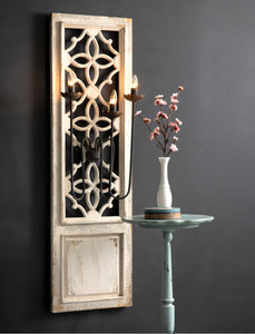 French Country Distressed Door Wall Sconce