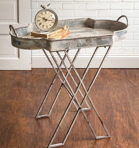 Whitewashed Distressed Accent “Tray” Table