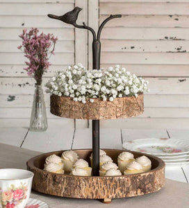 Bird and Birch 2 -Tiered Tray